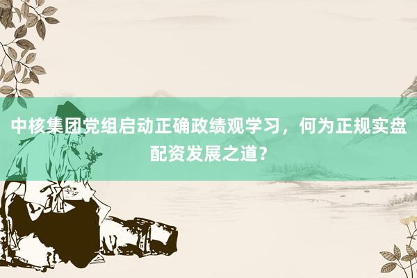 中核集团党组启动正确政绩观学习,何为正规实盘配资发展之道?
