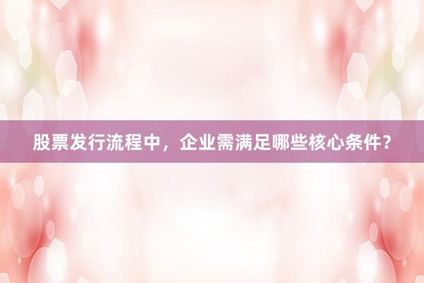 股票发行流程中，企业需满足哪些核心条件？