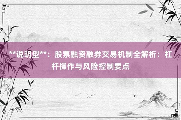 **说明型**：股票融资融券交易机制全解析：杠杆操作与风险控制要点