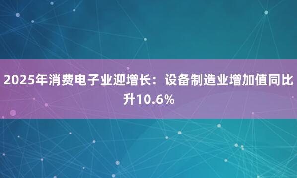 2025年消费电子业迎增长：设备制造业增加值同比升10.6%
