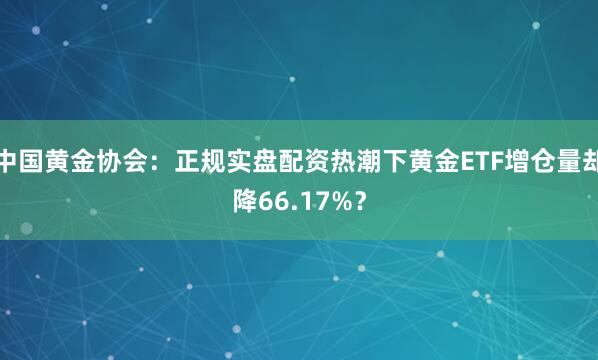 中国黄金协会：正规实盘配资热潮下黄金ETF增仓量却降66.17%？