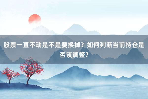 股票一直不动是不是要换掉?如何判断当前持仓是否该调整?
