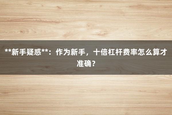 **新手疑惑**：作为新手，十倍杠杆费率怎么算才准确？